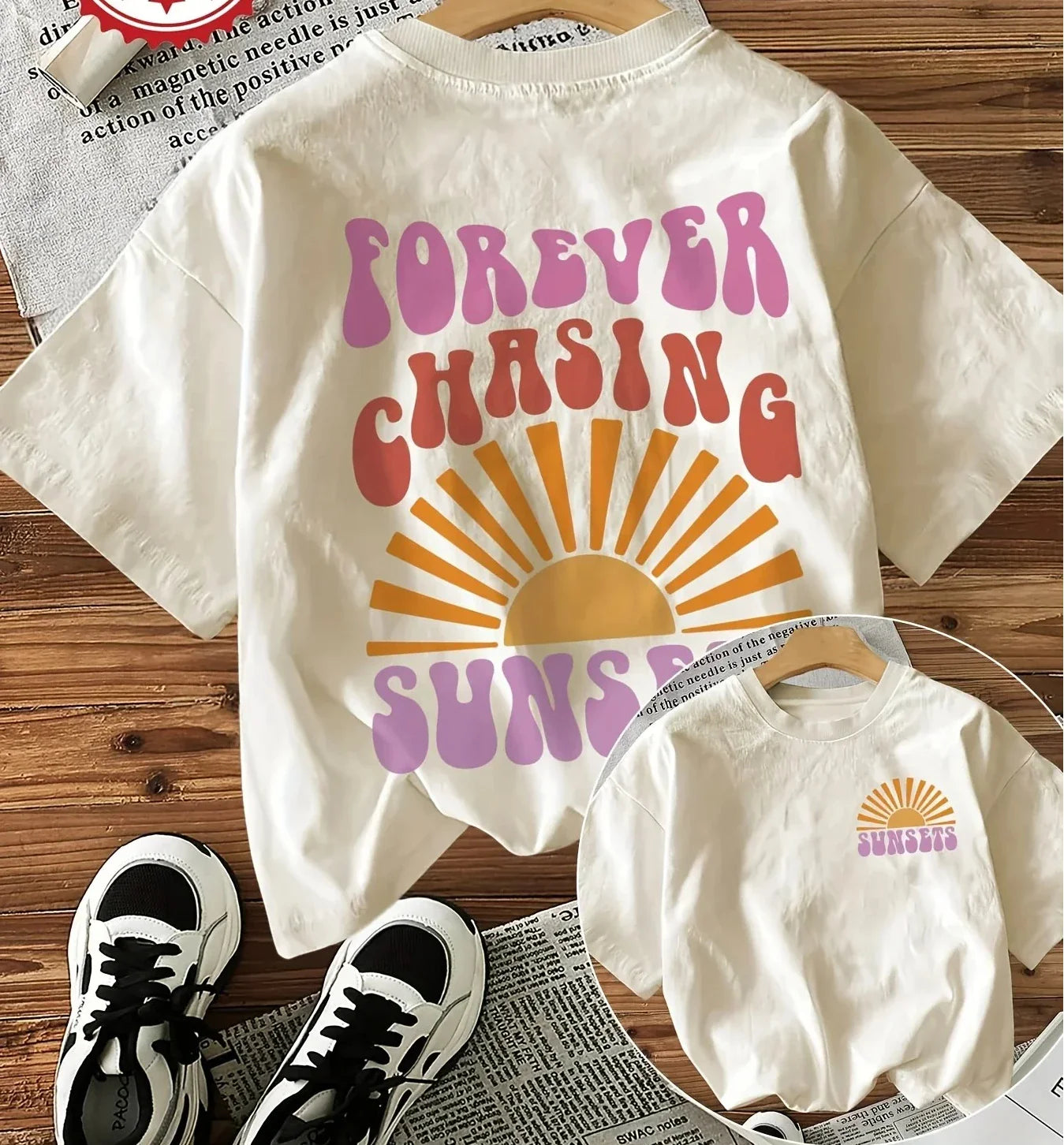 Forever Chasing Sunsets Printed T-Shirts Female Funny T Shirts Korean Fashion Graphic Casual Summer Tops Women Clothing
