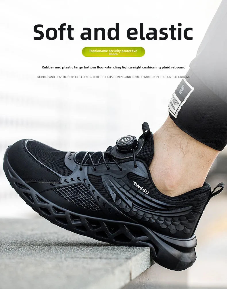Men's Summer Mesh Labor Protection Shoes Anti-Smashing Wear-Resistant Outdoor Construction Site Protection Work Shoes Anti-Pierc