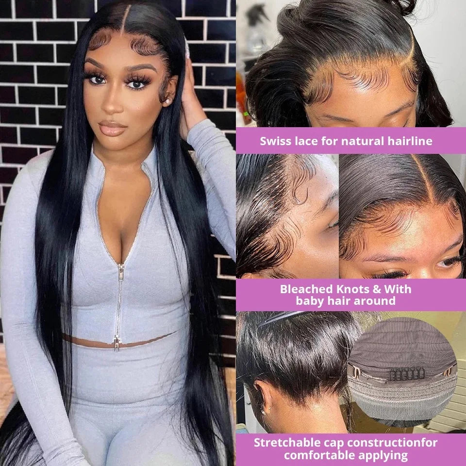 Glueless 7x5 Lace Front Wig Vietnamese Human Hair Bone Straight 13X4 Front Wigs Super Double Drown 13x6 Lace Frontal Wigs 180%