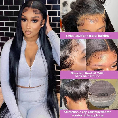 Glueless 7x5 Lace Front Wig Vietnamese Human Hair Bone Straight 13X4 Front Wigs Super Double Drown 13x6 Lace Frontal Wigs 180%
