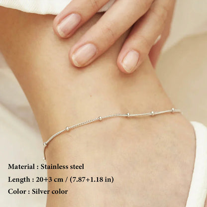Stainless Steel Chain Necklace for Women Gold Color Thin Choker Bead Chain Necklace Jewelry Wholesale Dropshipping
