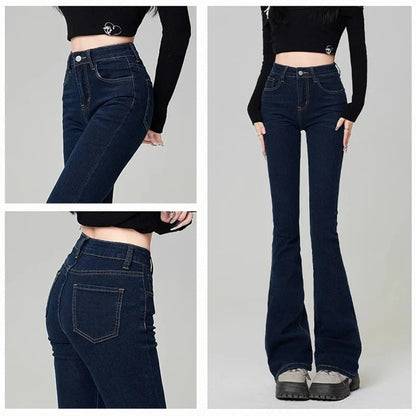Woman Korean High Waist Grunge Flare Jeans