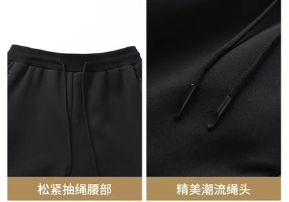 Hooded lambskin medium and elderly large size warm suit with plush thick hoodie jacket+thick pants two-piece set