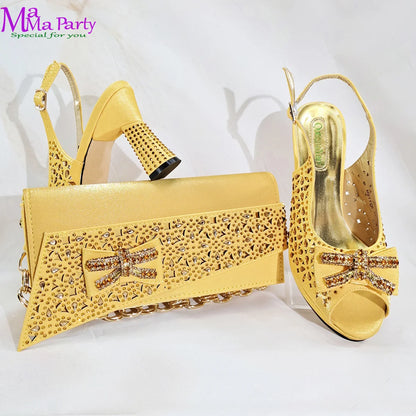 Mature New Fashion Classics Design Italian Women Shoes and Bag to Match in Wine Color Comfortable Heels for Party