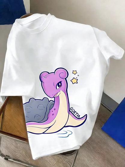 Graphic T Shirt Man Women Snorlax Print 2026 Summer Y2k Short Sleeve Tee Top Streetwear Parent-child Clothing