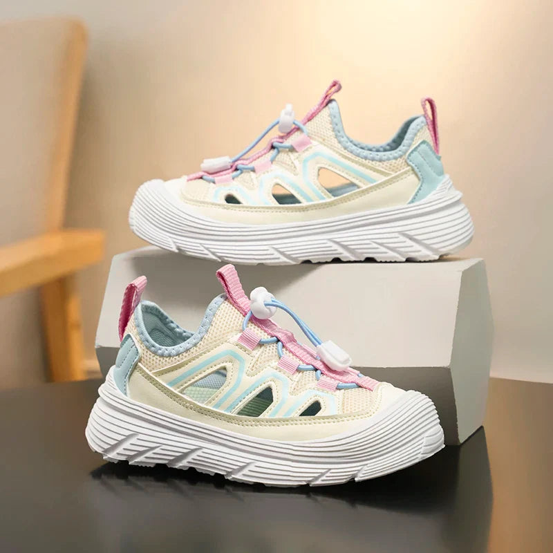 Spring and Autumn Children Sports Shoes Unisex Kids Sneakers Mesh Upper Breathable Basketball Shoes Tennis Casual Flats Footwear
