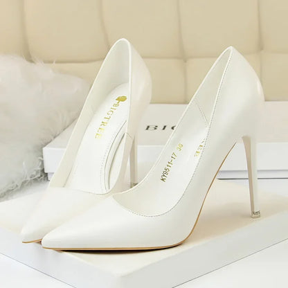 Plus Size 34-43 Woman Classic Concise 7.5cm 10.5cm High Heels Lady Elegant Colorful Pumps Scarpins Yellow Mid Low Heels Shoes
