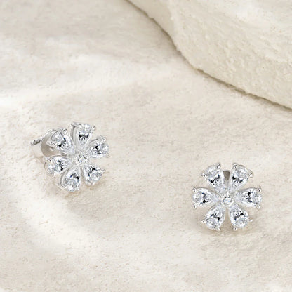 Cluster Flower Full Moissanite Stud Earrings for Women Pear Cut Lab Diamond Earring 925 Sterling Silver Ear Studs Fine Jewelry