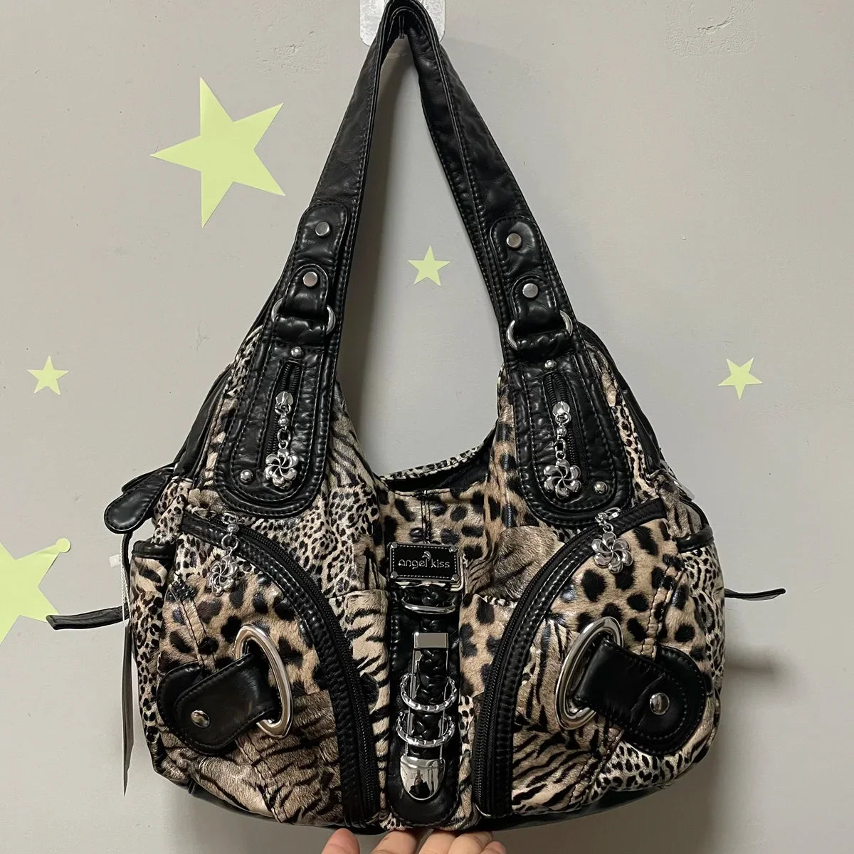 Women Handbags Leopard Bag Top-handle Handbag Fashion Satchel Dumpling Pack Shoulder Bag Tote Bag Hobos Large Purse