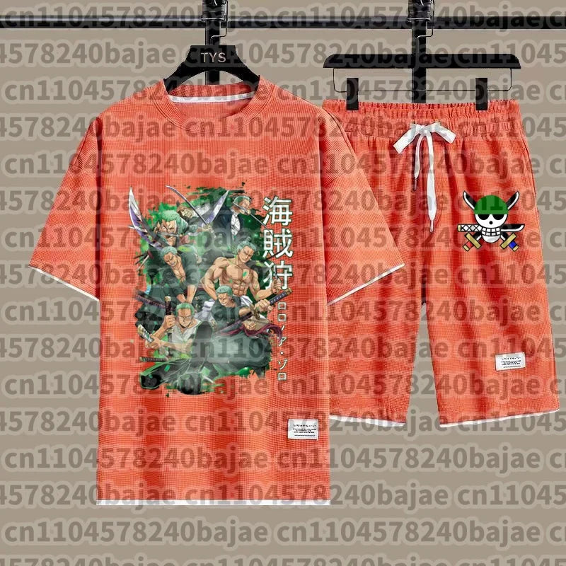 One Piece Kids Outfit Chopper Luffy Tracksuit Suit Children Summer Short Sleeve Clothes Set Anime Boy Girl T Shirt Shorts 2pcs
