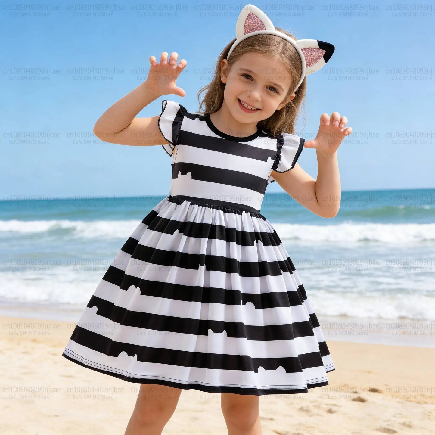 Vestido Estampado Floral Para Meninas Gabby Dollhouse Vestidos de Festa de Casamento e Tiara Vestido de Princesa Infantil Roupa de Menina