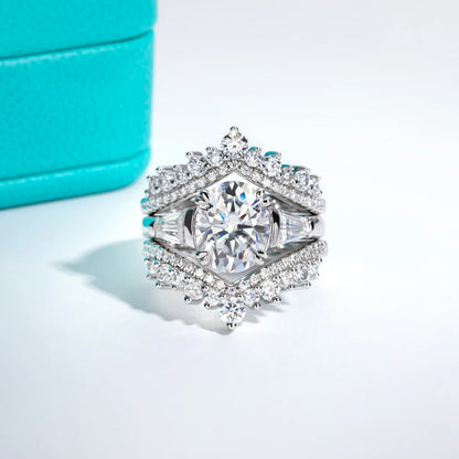 3.8cttw Oval Cut D Color Moissanite Diamond Engagement  925 Sterling Silver Rings For Women  Jewelry Wholesale