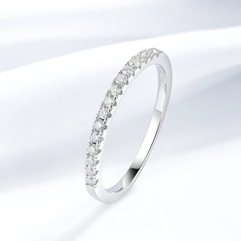 Test Passed Moissanite Ring Matching Wedding Diamond Band for Women 925 Sterling Silver Female Crown Single Tail Ring