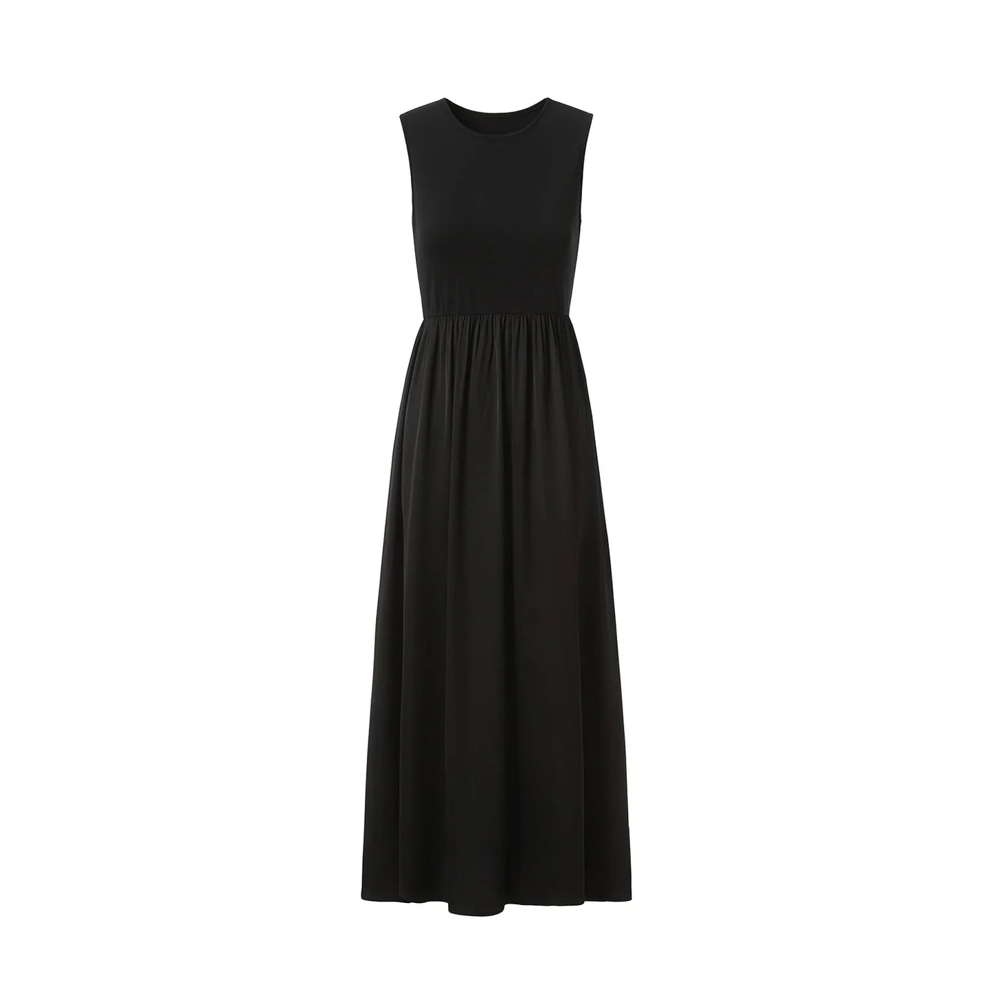 Women Sleeveless Dress Elastic Waist Skirt Cable Cardigan Clothing Elegant