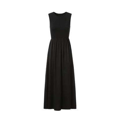 Women Sleeveless Dress Elastic Waist Skirt Cable Cardigan Clothing Elegant