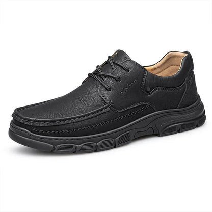 Men's Handmade Thick Rubber Bottom Breathable Casual Leather Shoes Classic Sewn Loafers Comfortable Leisure Footwear