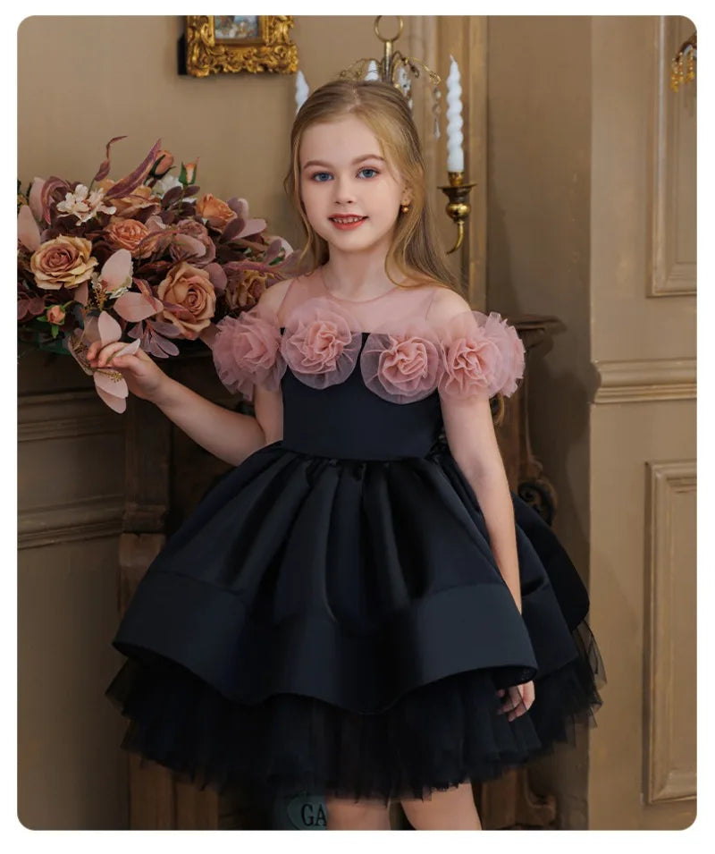 Summer Children's Birthday Party Princess Dress Little Girl Piano Host Costume Flower Girl Wedding Dress Kids Girls Dress