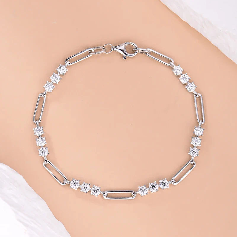 3mm D Color Round Moissanite Bracelet Summer Fashion Jewelry GRA Certified s925 Sliver Plated 18k Bracelets for Women