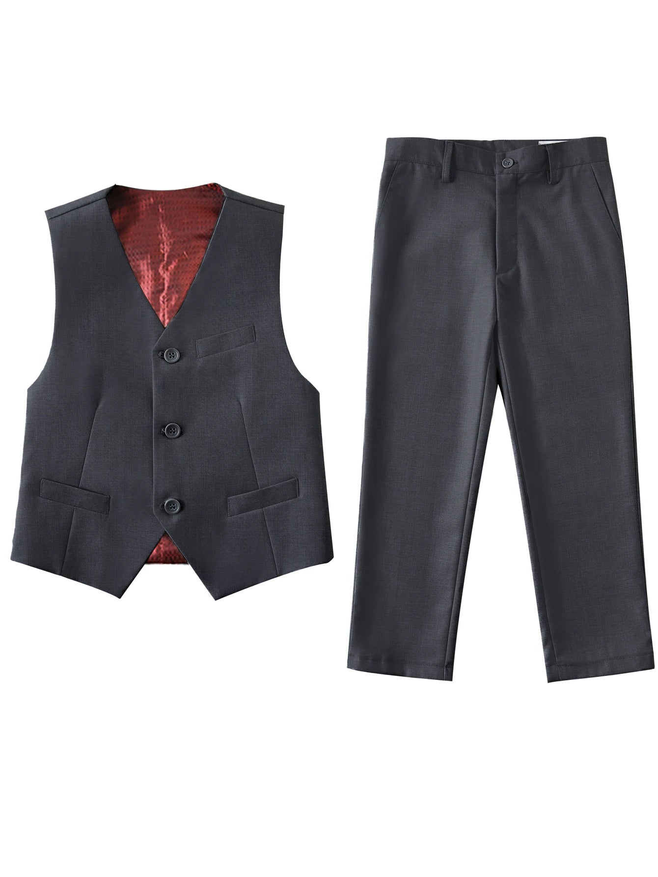 4pcs/set Boys' Suit Set With Pants, Vest, Shirt And Tie School Uniforms