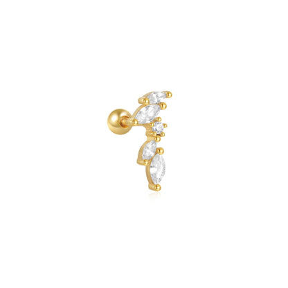 1PC 925 Sterling Silver Crown Horse Eye Zircon Heart Flat Head Cartilage Piercing Stud Earring For Women Claasic Earring