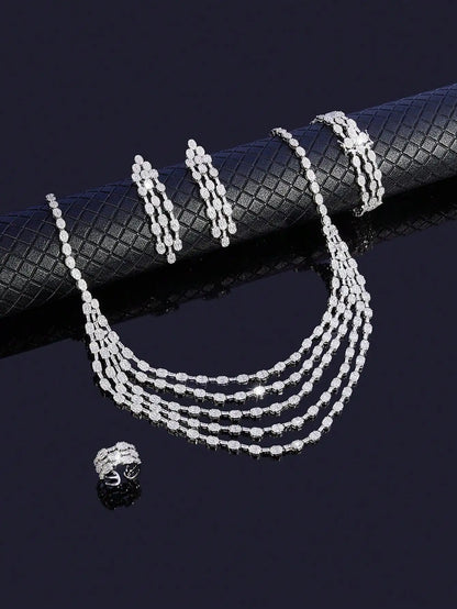 2025 Luxury Jewelry Big Wedding Rings Full Micro Pave Cubic Zirconia Dubai Bridal Popular Jewellery For Engagement Party