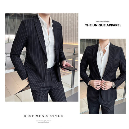 Conjunto Masculino de Terno e Calça de Luxo 2023 Britânico Festa de Casamento Moda Negócios Casual Tendência Duas Peças