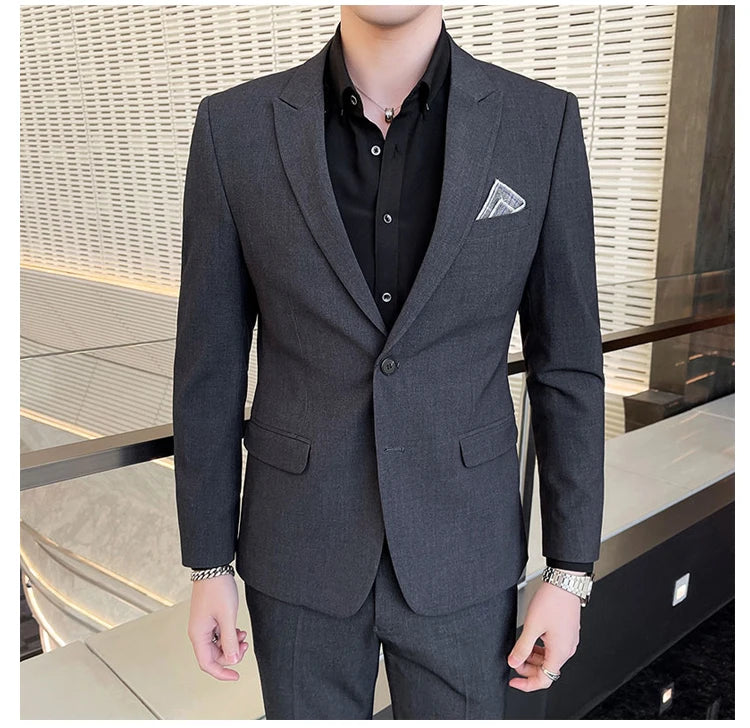 Conjunto de Terno Masculino de Negócios Slim Fit Três Peças 2025 de Alto Padrão Estilo Coreano para Casamento Noivo Festa Terno Colete Calças M-4XL