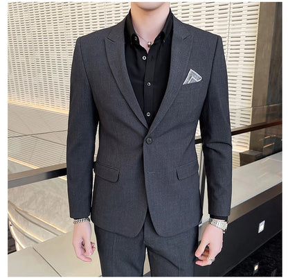 Conjunto de Terno Masculino de Negócios Slim Fit Três Peças 2025 de Alto Padrão Estilo Coreano para Casamento Noivo Festa Terno Colete Calças M-4XL