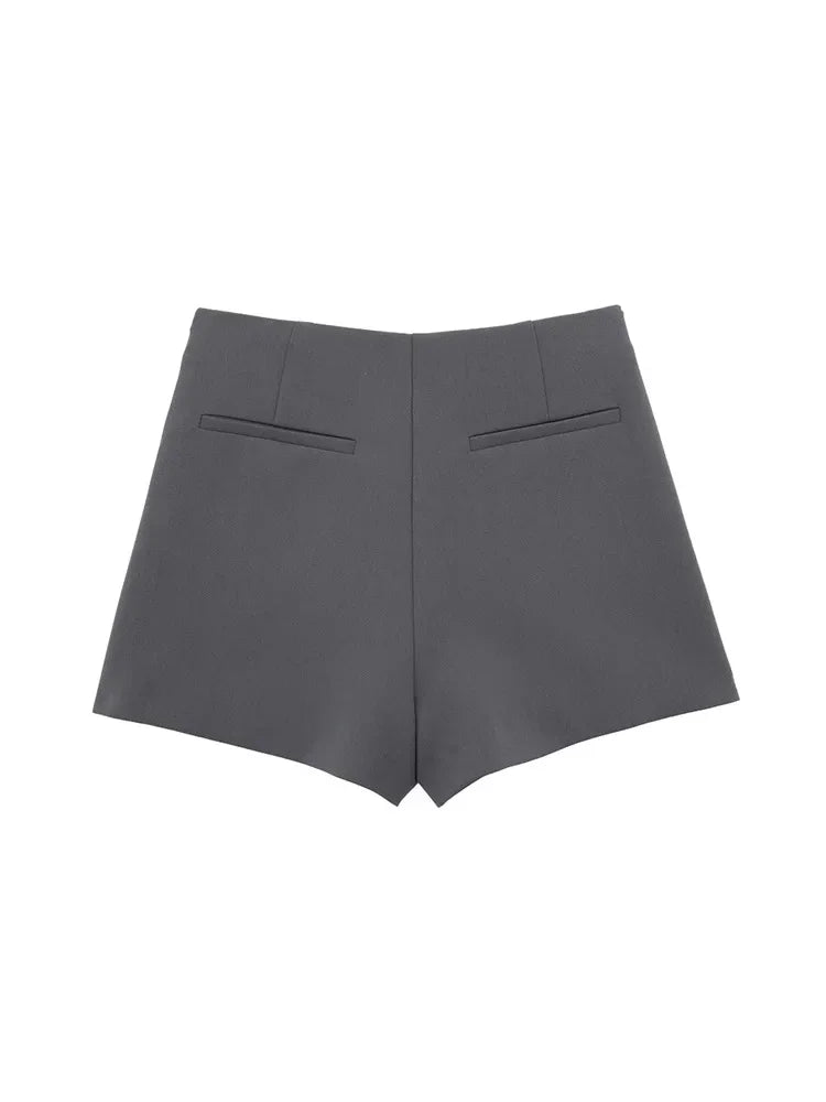 Women Fashion Solid Bandage Side Zipper Mini Skirts Shorts Vintage High Waist Female Chic Lady Shorts