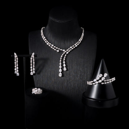 Women's Cubic Zircon Necklace Set Elegant Bridal Wedding Jewelry Accessory 00121