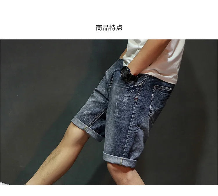 Men Gray Denim Shorts Jeans Pants Good Quality Men Cotton Knee Length Short Jeans New Summer Male Large Size Denim Shorts 42