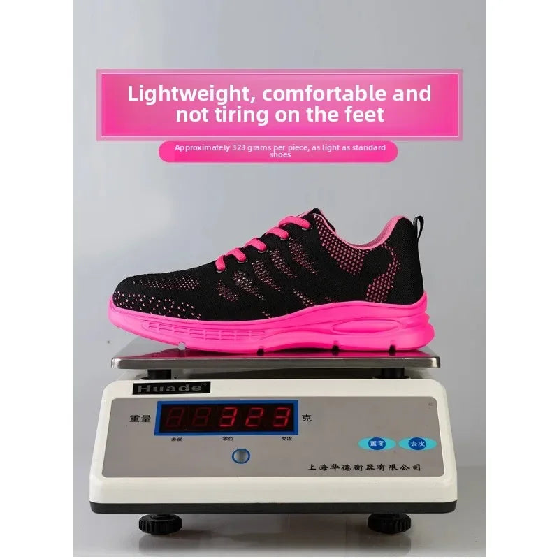 New Pink Work Shoes Women Work Sneakers Steel Toe Shoes Anti-smash Anti-puncture Safety Shoes Man Women Protective Shoes