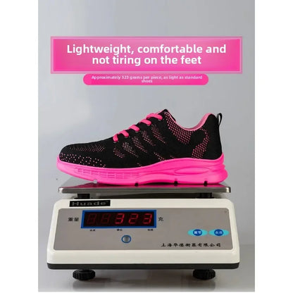 New Pink Work Shoes Women Work Sneakers Steel Toe Shoes Anti-smash Anti-puncture Safety Shoes Man Women Protective Shoes