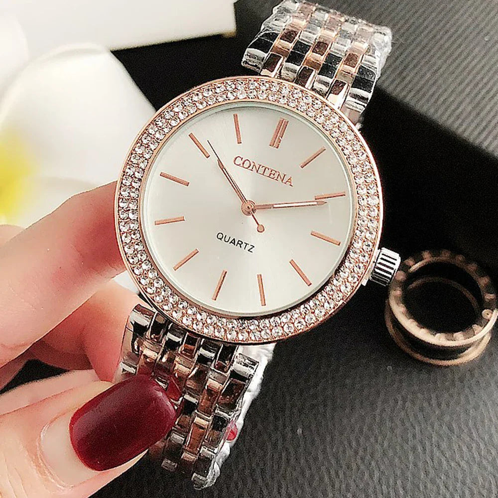 Women's Watches Luxury Stainless Steel Rhinestone Women Quartz Wristwatches Fashion Top Brand Ladies Bracelet zegarek damski
