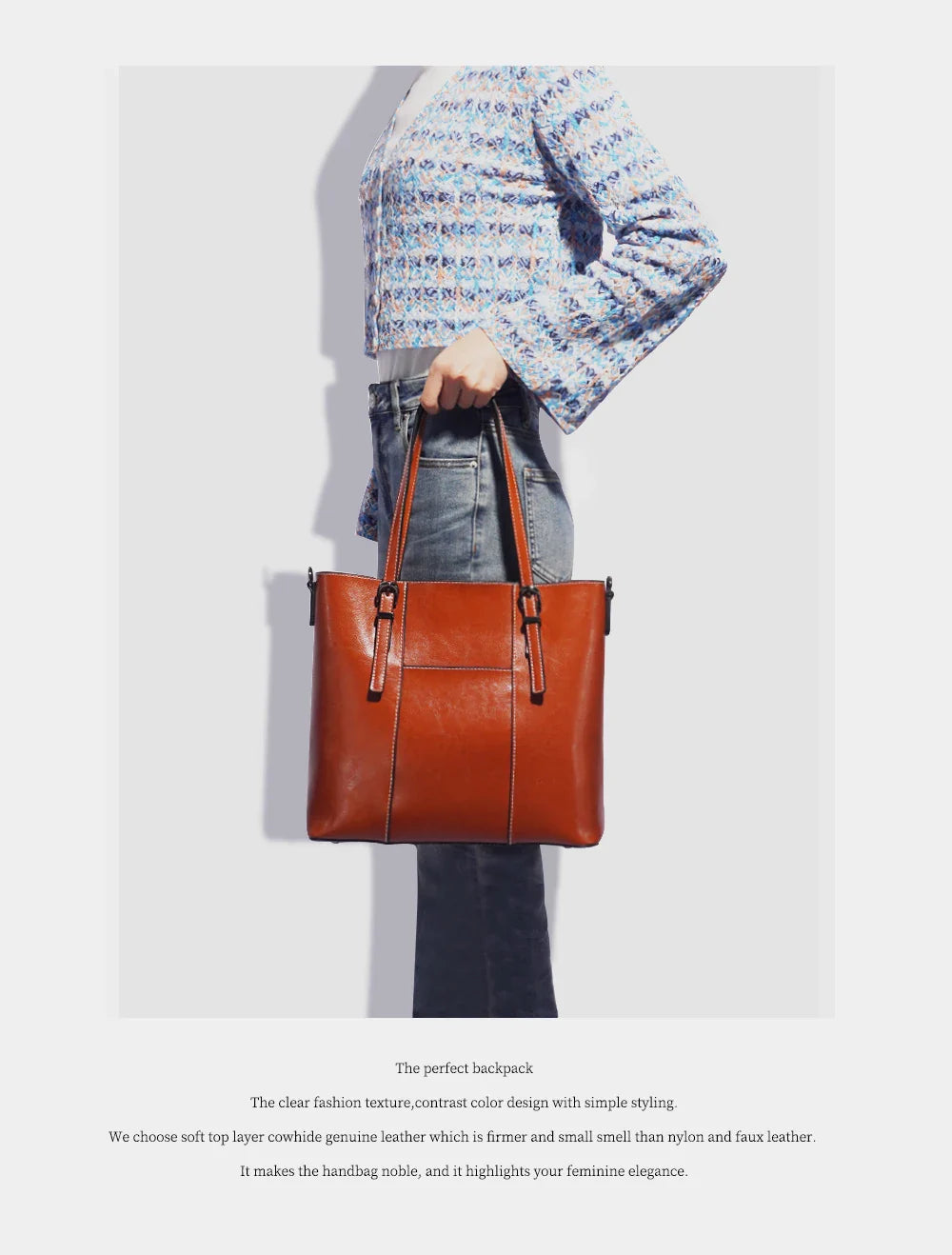 High Quality Women's Genuine Leather Tote Lady Luxury Designer Cowhide Shoulder Bag Large Capacity OL Handbag Shopper Bag