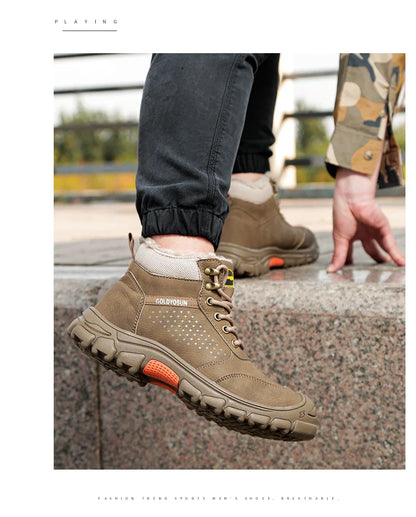 New Winter Thickened Wool Work Safety Shoes For Men Steel Toe Cap Work Boots Non Slip Security Shoes Male Snow Boots