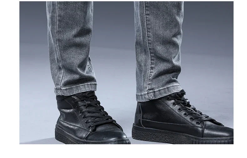 2026 New Gray Skinny Jeans Men's Slim Elastic Korean Fashion Vintage Casual Feet Male Clothing Denim Trousers 27-36