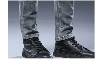 2026 New Gray Skinny Jeans Men's Slim Elastic Korean Fashion Vintage Casual Feet Male Clothing Denim Trousers 27-36