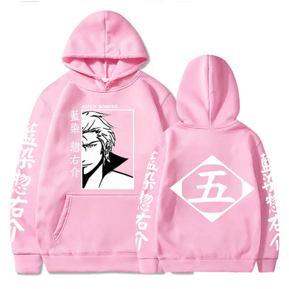 Japan Anime Bleach Aizen Sosuke Cosplay Hoodies Pullovers Tops Man Long Sleeve Clothes