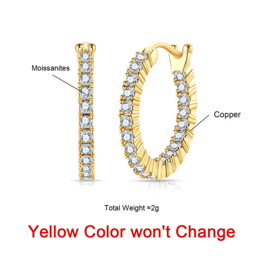 1.5mm 0.66cttw D Color Moissanite Huggie Hoop Earrings With Cer Yellow Gold Plated Huggie Earring For Women Jewelry