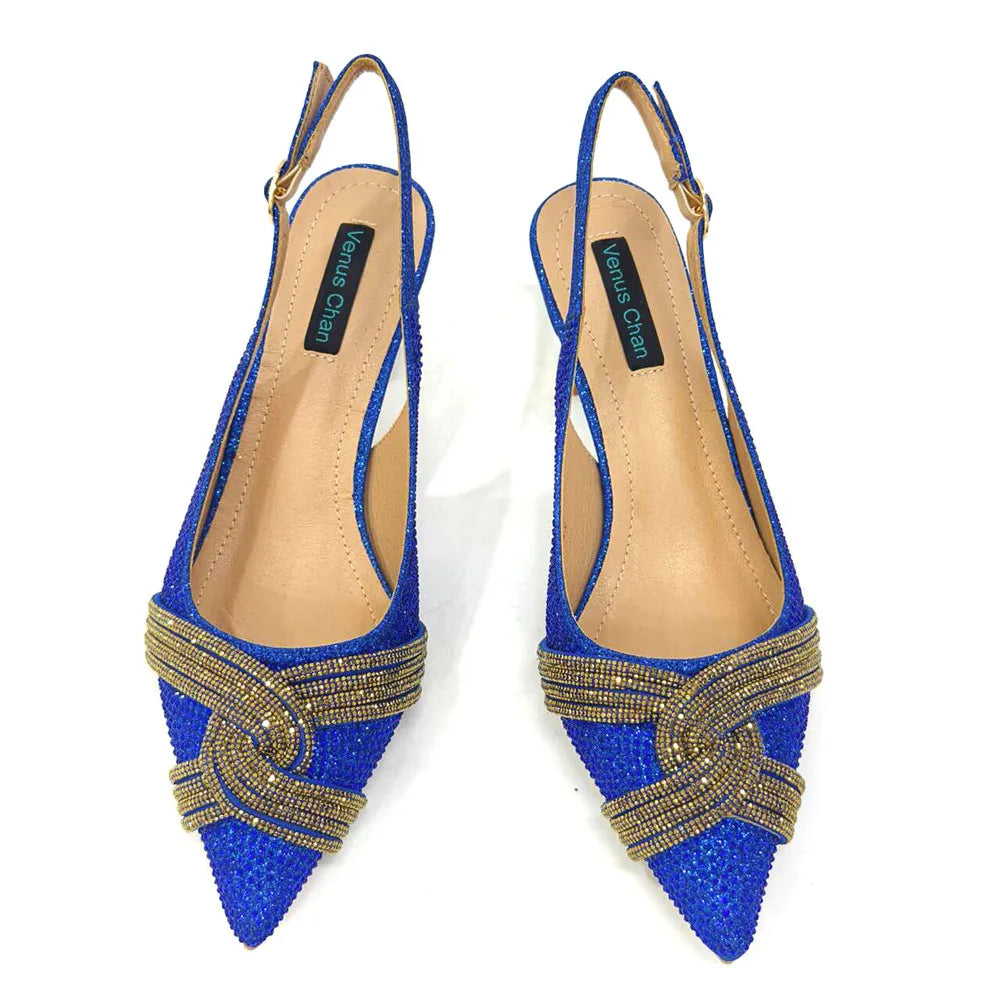 Temperament New Women's Shoes Wedding Shoes Ladies Dress Shoes Rhinestone Leather Italian Elegant Women Party Pumps