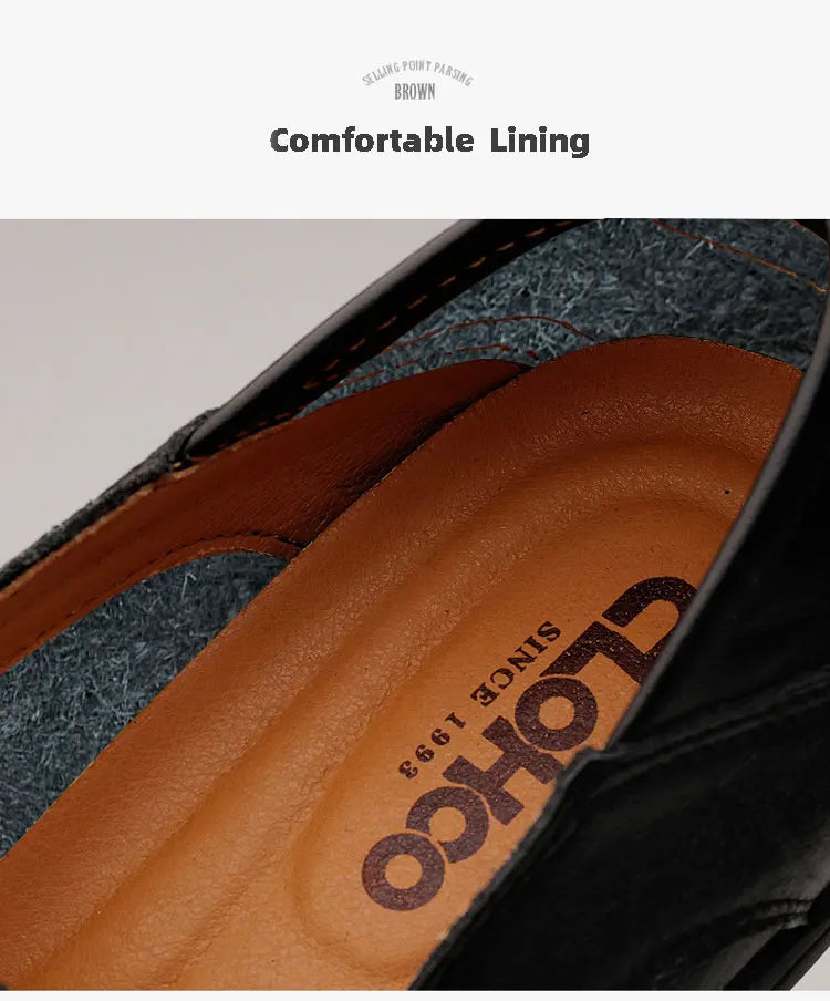 Men's Business Casual Shoes Leather Stitching Comfortable Breathable Rubber Bottom Second Layer Cowhide