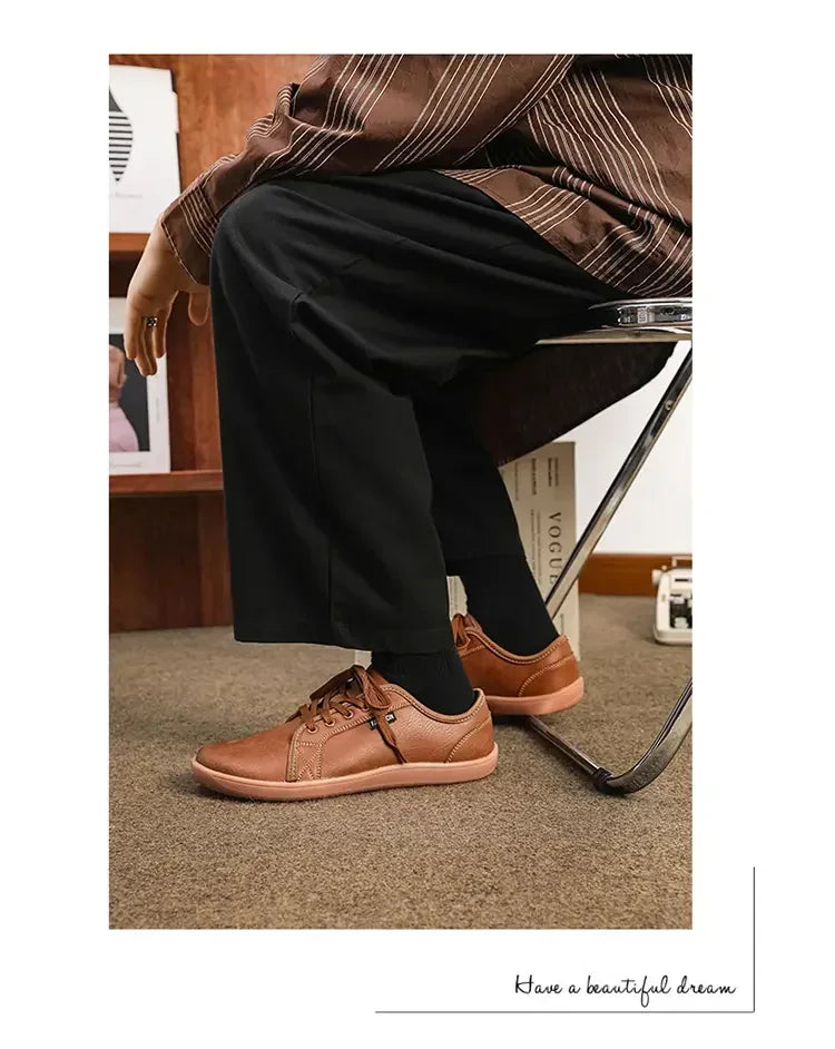 Mens Artificial Leather Wide Barefoot Shoes Unisex Plus Size Male Outdoor Minimalist Sneakers Women Zero Drop Casual Walking