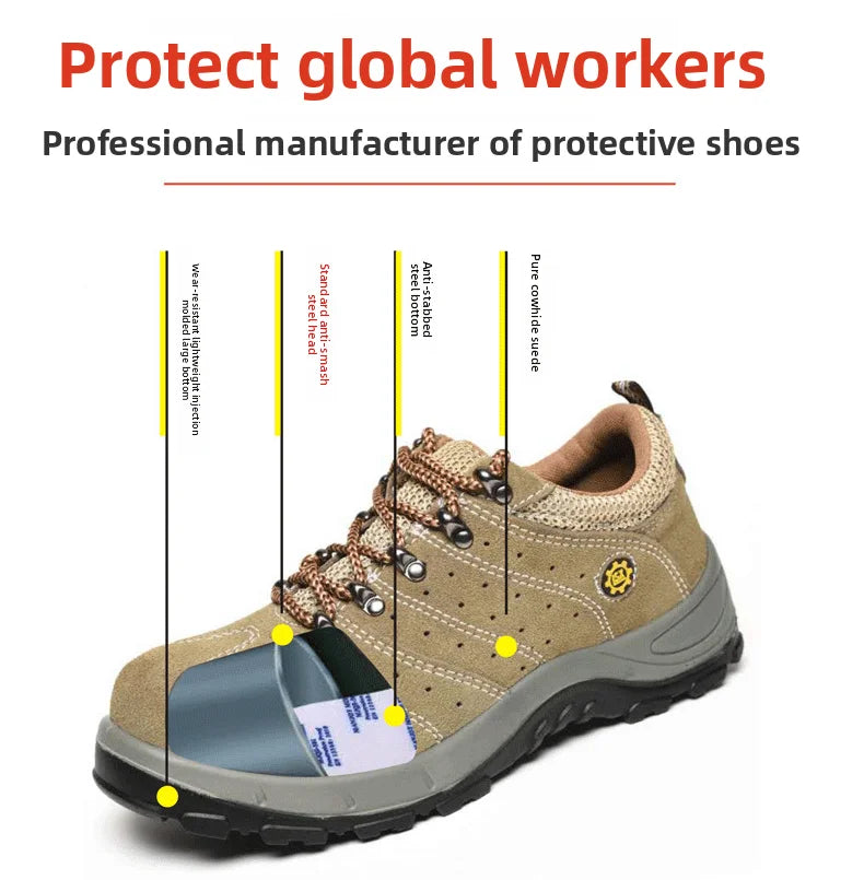 Summer Breathable Labor Protection Shoes Welding Work Shoes Anti Smashing Anti Piercing Lightweight Comfortable Footwear
