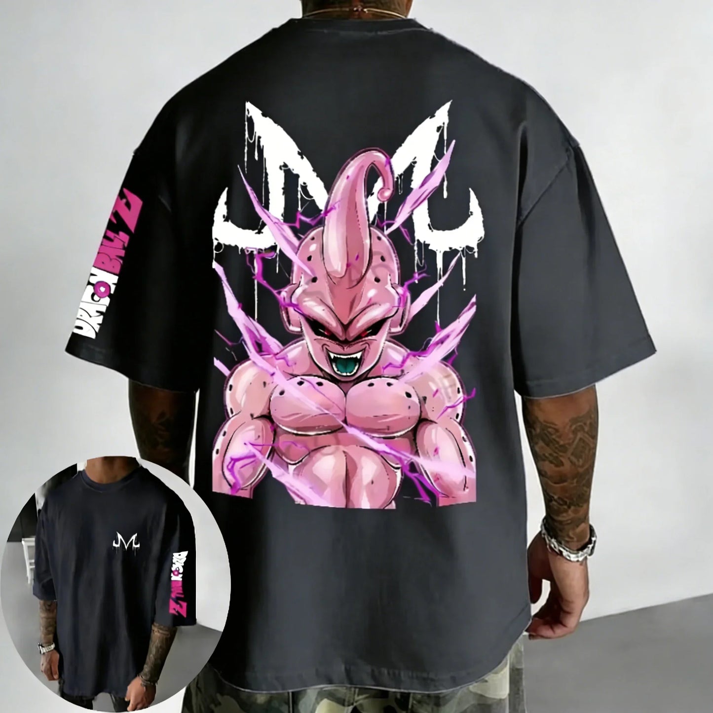 T-shirt Summer New Majin Buu Printed Men's Street Hip Hop Oversized Casual Short Sleeve Top