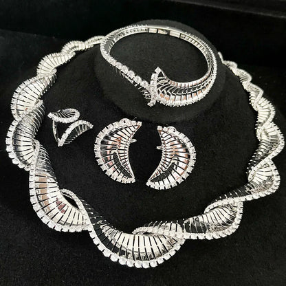 Famous Brand 4PCS Green CZ Luxury African Jewelry Set For Women Wedding Party Zircon Crystal Dubai Bridal Jewelry Set Gift