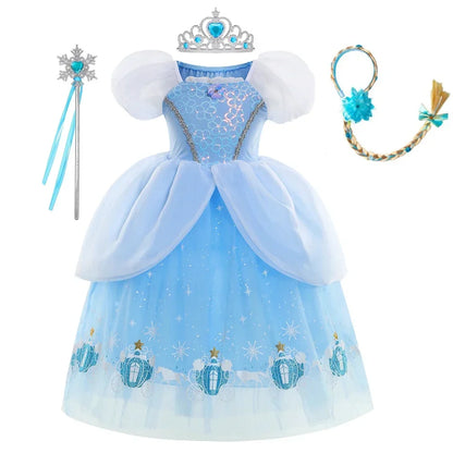 Girls Cinderella Cosplay Costume For Children Baby Girl Kids Halloween Birthday Party Dress Princess Costume