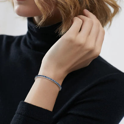 Blue Moissanite Tennis Bracelets for Women Man 3mm 4mm Lab Grow Diamond with Certificate 925 Silver Plated 18k Bracelet