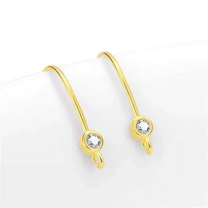 TrustDavis Real 925 Sterling Silver Fashion Dazzling CZ Opening Handmade Ear Hook Earring DIY Accessories Fine Jewelry HY365