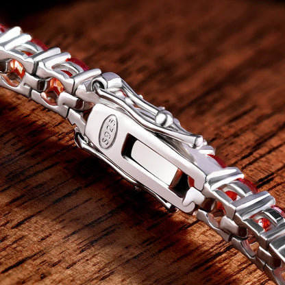 All Red Moissanite Tennis Bracelets for Women Man Wedding Jewelry with GRA s925 Sliver Plated 18k White Gold Bracelet